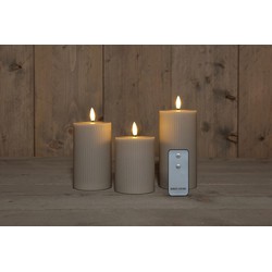 B.O. 3Pcs 3D Wick Taupe Ribbel Candle 7,5X1012,515 cm Rusti