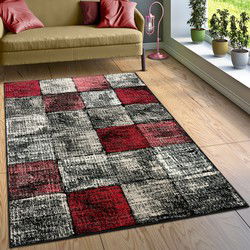 Laagpolig Vloerkleed Metr - Geblokt - Rood - 240x340 cm
