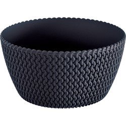 Plantenpot/bloempot tafelstuk - kunststof - D24 x H12 cm - antraciet - Plantenpotten