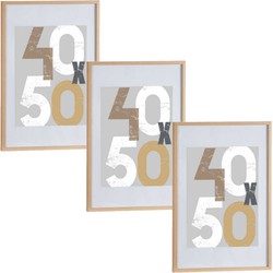3x stuks houten fotolijst bruin geschikt voor een foto van 40 x 50 cm of 50 x 70 cm - Fotolijsten