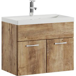 Badplaats Badkamermeubel Montreal Set 01 60 x 35 cm - Kastanje Eiken - Badmeubel met Wastafel