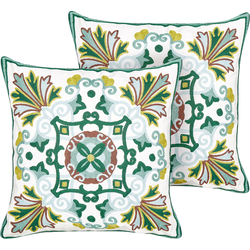ELANITE - Sierkussen set van 2 - Groen - 45 x 45 cm - Katoen