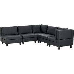 UNSTAD - 5-zitsbank modulair - Zwart - Linkszijdig -  Polyester