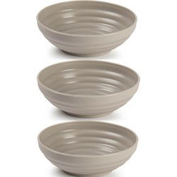 Set van 6x kommetjes/schaaltjes - Dessert/ontbijt - Kunststof - D13 cm - Taupe - Kommetjes