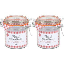 Urban Living Weckpot/inmaakpot - 2x - 250 ml - glas - met beugelsluiting - D8.5 x H10 cm - Weckpotten