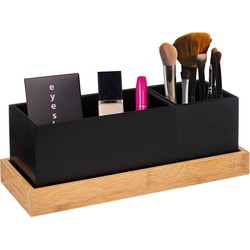 Kast/make-up organizer - zwart - 29 x 11 x 11 cm - bamboe hout - Make-up dozen