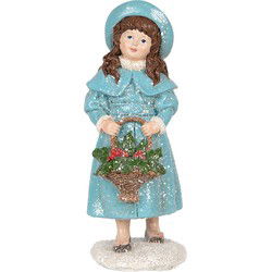 Clayre & Eef Decoratie Beeld Meisje Blauw Kunststof