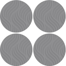 4x stuks ronde placemats grijs met wave patroon 37 cm - Placemats