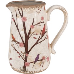 Clayre & Eef Decoratie Kan  21x15x23 cm Beige Bruin Keramiek Takken Schenkkan