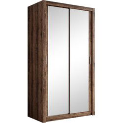 Meubella - Kledingkast Blake - Donker eiken - 120 cm - Met spiegel