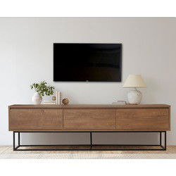TV Meubel Milo Walnoot Zwart Melamine 180x50x40 cm