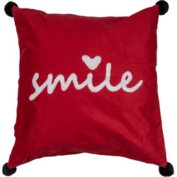 Clayre & Eef Kussenhoes 45x45 cm Rood Wit Polyester Vierkant smile