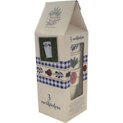 Boerenbont melkbeker Sonja set 3 stuks in melkpak verpakking 250ml - aardewerk