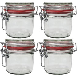 4x Glazen confituren pot/weckpot 200 ml met beugelsluiting en rubberen ring - Weckpotten