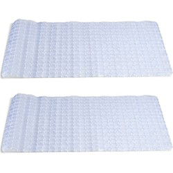 2x stuks badmatten/douchematten anti-slip transparant vierkant patroon 69 x 39 cm - Badmatjes