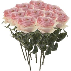 10 x Kunstbloemen steelbloem licht roze roos Simone 45 cm - Kunstbloemen