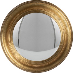 Clayre & Eef Spiegel  Ø 34 cm Goudkleurig Hout Rond Bolle Spiegel