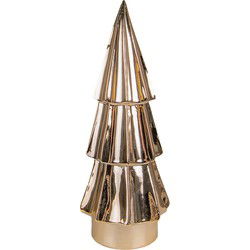 Clayre & Eef Beeld Kerstboom 16 cm Goudkleurig Porselein Kerstdecoratie