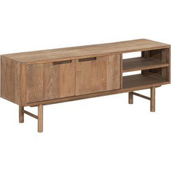 DTP Home TV stand Bliss No.2 small, 2 doors, 2 open racks,50x130x35 cm | TEAKWOOD top