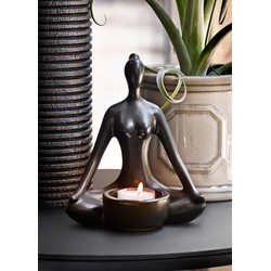 Waxinelichthouder Balance Yoga - Keramiek - Zwart