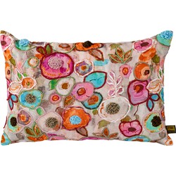 PTMD Isio Pink cotton cushion flower embroidery rect