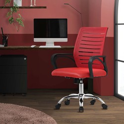 Ergonomische bureaustoel met armleuningen Mesh stof rood met wielen ML design