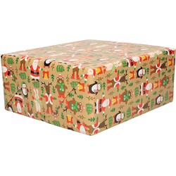 1x Rollen inpakpapier/cadeaupapier Kerst print bruin 2,5 x 0,7 meter 70 grams luxe kwaliteit - Cadeaupapier