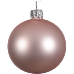 4 Glazen kerstballen mat 10 cm poeder roze