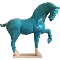 Fine Asianliving Chinees Paard Blauw Terracotta Porselein Handgemaakt