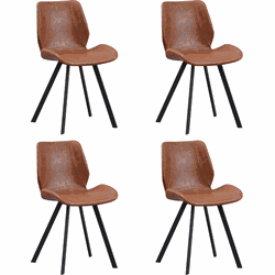 Set van 4 Eetkamerstoelen Industrieel Cognac Kunstleer Barry - Zonder Armleuningen