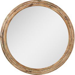 Clayre & Eef Spiegel  Ø 60x6 cm Bruin Groen Hout Glas Rond Wandspiegel