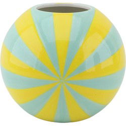 Vase - Flower Vase Swirl -  Yellow/Mint - 15x15x15cm