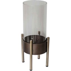 PTMD Gracy Rond Windlicht - H36 x Ø18,5 cm - Metaal/glas - Koper