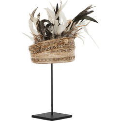 MUST Living Balinese hat with shell and feather,55x20x20 cm, on iron stand
