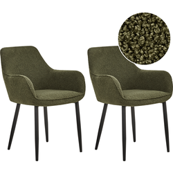 Beliani ALDEN - Eetkamerstoel-Groen-Bouclé