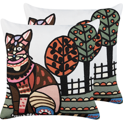 MEHSANA  - Sierkussen set van 2 - Multicolor - 50 x 50 cm - Katoen