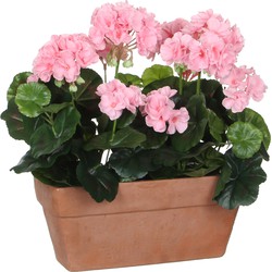 Mica Decorations Geranium Kunstplant in Balkonbak - L29 x B13 x H40 cm - Roze