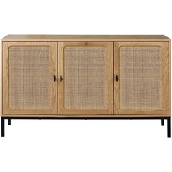 Buffetkast met 3-deurs  met rotan webbing - L120 x H72 cm - JAYA