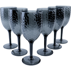 OTIX Kunststof Wijnglazen - Herbruikbaar - Set van 6 - voor Rode en Witte Wijn - Grijs - 350ml - ZEPHYR
