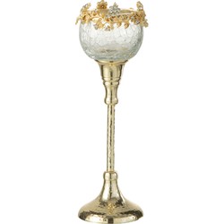 J-line - Theelichthouder Viane Metaal/glas Goud/transparant Medium - 8x5.7x25.4cm