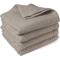 DoubleDry Handdoekenset - Popcorn Weave - 4 Stuks - 70x140 cm - 100% Katoen - OEKO-TEX Made in Green - Taupe