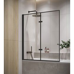 Badplaats Badwand Medal 100 x 140 cm - Zwart - Badscherm Draaibaar 5 mm dik - Veiligheidsglas en Antikalk