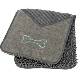 TRIXIE MICROVEZEL HANDDOEK MET INSTEEKZAKKEN GRIJS 78X32 CM