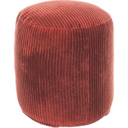 Kave Home - Cadenet ronde poef in terracotta corduroy met brede naad, Ø 40 cm