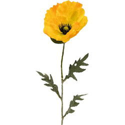 Kunstbloem papaver tak geel, 65 cm