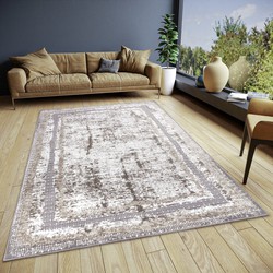 Vintage vloerkleed - Shine Abstract Grijs/Bruin - 67 X 120 CM