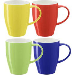 Bellatio Design Koffie mokken/bekers Paris - 4x - porselein - multi kleuren - 350 ml - Bekers