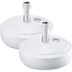 Prosperplast Parasolvoet rond - 2x - rotan - wit - 10L - 39 cm - kunststof - Parasolvoeten