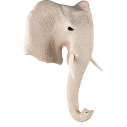 Clayre & Eef Wanddecoratie Olifant 47 cm Beige Papier Ijzer Textiel Muurdecoratie