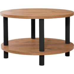 Ronde salontafel met 2 niveaus in Atlantisch dennen decor D70 cm - ROBY